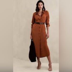 Banana Republic Satin Finish Shirt Dress Medium